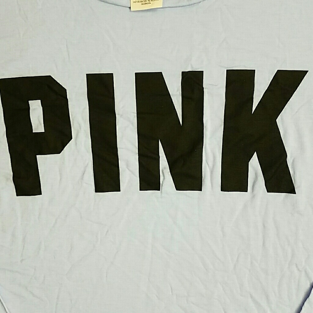 PINK Victoria's Secret Light Blue Modal Long Sleeve Tee Shirt NWT - Picture 4 of 5